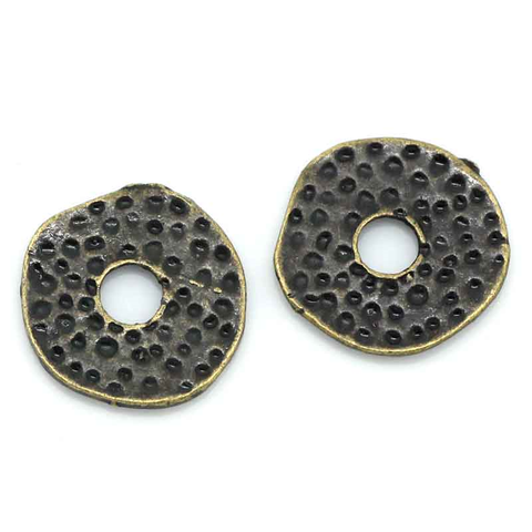 100 PCs Doreen Box Spacer Beads Round Antique Bronze Color Dot Carved For DIY Jewelry Making Accessories 11.5x11mm, Hole:2.8mm ► Photo 1/3