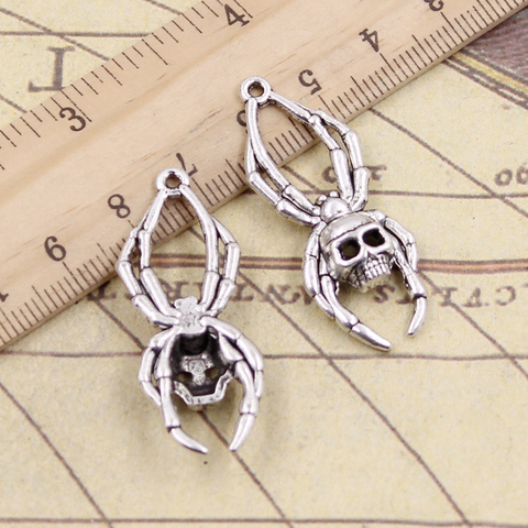 10pcs Charms Skull Spider Halloween 40x16mm Tibetan Bronze Silver Color Pendants Antique Jewelry Making DIY Handmade Craft ► Photo 1/2