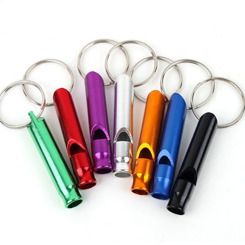 10pcs/lot Mixed Aluminum Emergency Survival Whistle Keychain For Camping Hiking Key Rings ► Photo 1/6