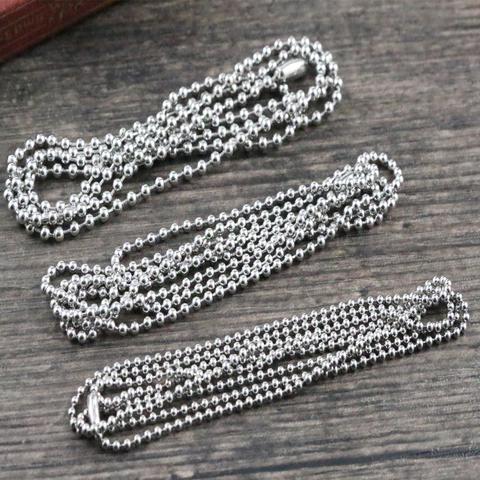 Stainless Steel  ( No Fade ) 5pcs /lot 3 Size 1.5mm and 2.0mm and 2.4mm Ball Beads Chain Necklace Connector 70cm (27.5 inch) ► Photo 1/4