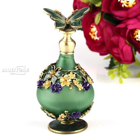 23ml Antique Butterfly Empty Crystal Metal Perfume Bottle Wedding Gift Art Decor ► Photo 1/6