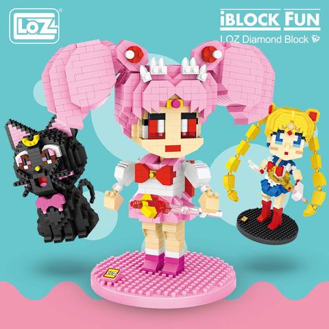 LOZ Diamond Blocks Cartoon Moon Chibi Japanese Anime Action Figures Luna Cat Building Bricks Diy Character Toys for Children Kid ► Photo 1/6
