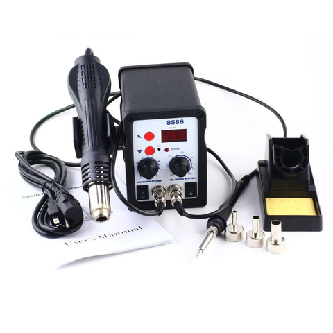 220V/110V 700W Soldering Station 8586 2 in 1 SMD Rework Station Hot Air Gun 700w + Electric soldering iron + 3 Nozzles ► Photo 1/4