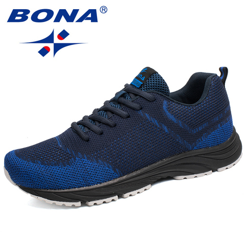 BONA New Arrival Popular Style Men Running Shoes Outdoor Walking Comfortable Sneakers Lace Up Cow Leather Athletic Shoes For Men ► Photo 1/6