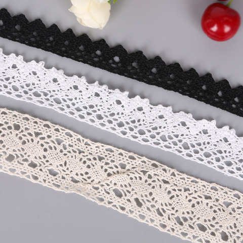 5Yard Cotton Crocheted Lace Ribbon Embroidered Lace Trim Fabric Wedding Party Craft Gift Packing Patchwork Cotton Lace Ribbon ► Photo 1/6