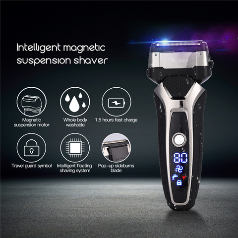 USB Rechargeable Electric Shaver Stainless Steel Shaving Machine Men 3D Triple Floating Blade Razor Shaver barbeador eletrico ► Photo 1/6