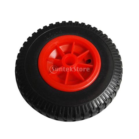Puncture Proof Rubber Tyres on Red Wheel - Kayak Trolley/Trailer Wheel 19mm/22mm Bore Dia. ► Photo 1/1