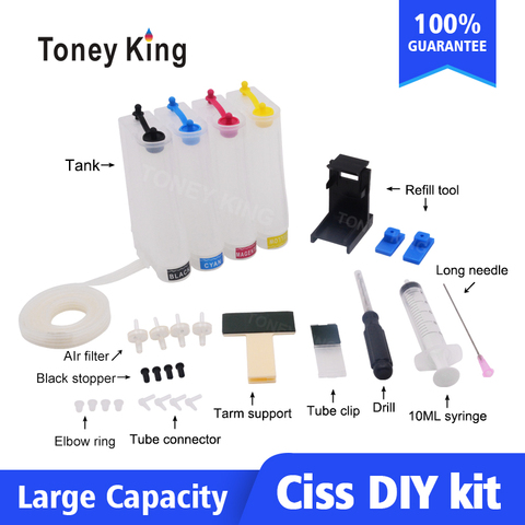 Continuous Ink Supply System Color CISS kit accessaries tank For HP 21 22 121 122 123 300 301 302 304 650 652 Ink Cartridge ► Photo 1/6