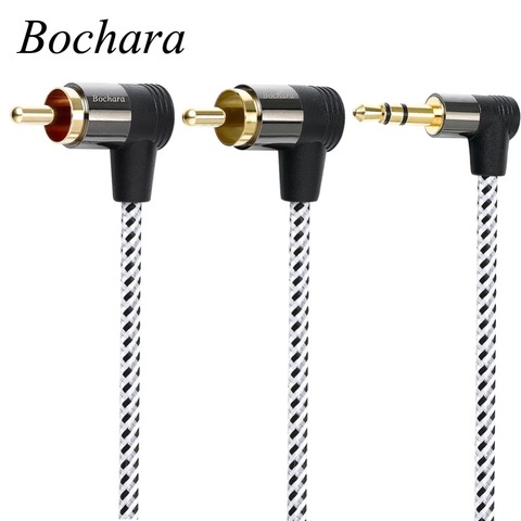 Bochara Braided 90degree 3.5mm jack to 2RCA Audio Cable Wrapped Shielded For Speakers Amplifier Mixer 1.8m 3m 5m 10m ► Photo 1/6