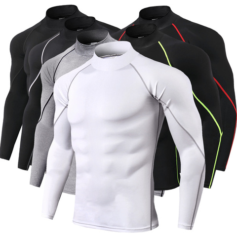 Men Long Sleeve Quick Dry Fitness T-shirt Compression Muscle Tee