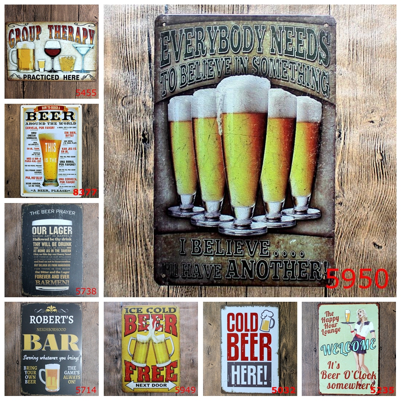 Metal Tin Sign beer o clock Decor Bar Pub Home Vintage Retro Poster Cafe ART 