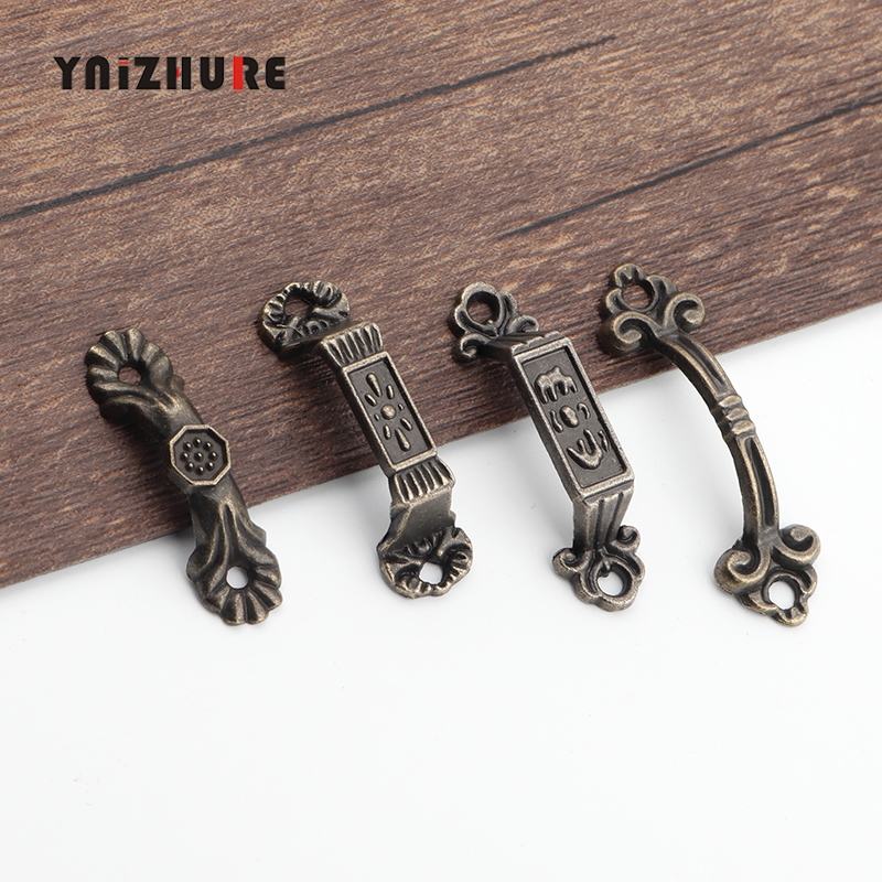 2Pcs Antique Handle,Jewelry Box ,Drawer Handle,Wood Box Handle, Gift Box Accessories Bronze Tone Mini Handle With Screw ► Photo 1/6