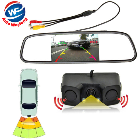 3in1 Video Parking Assistance Sensor Backup Radar With Rear View Camera + 4.3 inch LCD Car Rearview Mirror Monitor Video Parking ► Photo 1/6