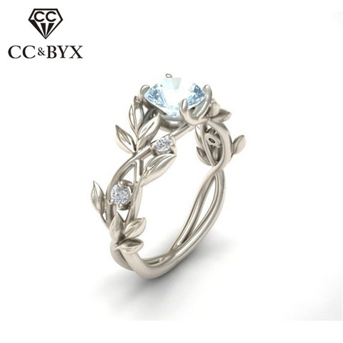 CC Olive Leaves Rings For Women Princess Diamant Cubic Zirconia Engagement Ring Creative Fashion Jewelry Anillos Mujer CC2003 ► Photo 1/6
