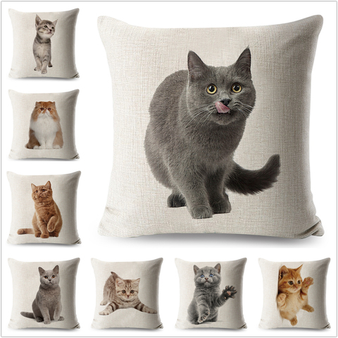 Cushion Cover Loving Cute Cat Pillowcase Sofa Throw Pillows Cover Animal Printed Wedding Home Decorative Cojines Fundas ► Photo 1/6
