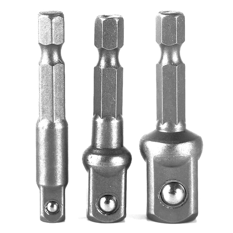 3pcs Impact Drill Socket Adapter Nut Driver Power Extension Bar Set 1/2 1/4 3/8 Hex To Square ► Photo 1/6