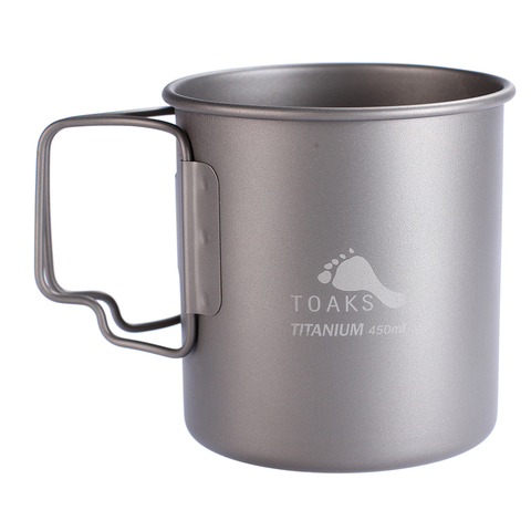 TOAKS Titanium Cup Coffee Tea Mug Ultralight For Outdoor Camping Tableware Without Lid Foldable Handle 450ml 2.1oz CUP-450 ► Photo 1/6