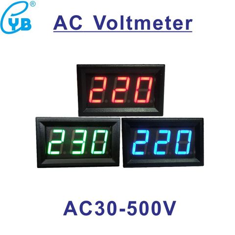 YB27A AC 30V-500V Voltage LED Digital Voltmeter meter Two-Wire 0.56 inch 110V/220V electric Voltimetro detector tester indicator ► Photo 1/6
