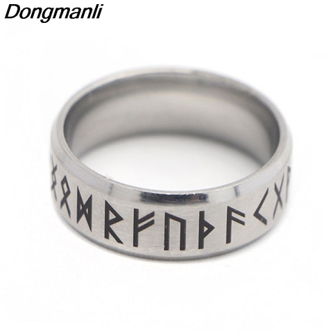 P1808 Dongmanli Punk Fashion Style Antique Retro Male Jewelry Viking Ring Female Black Amulet Vintage Norse Rune Rings For Women ► Photo 1/6