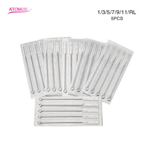 ATOMUS 5pcs Assorted Sterilized Tattoo Needles 1/3/5/7/9/11RL Agujas Microblading Naalden Permanent Makeup Free Shipping ► Photo 1/6