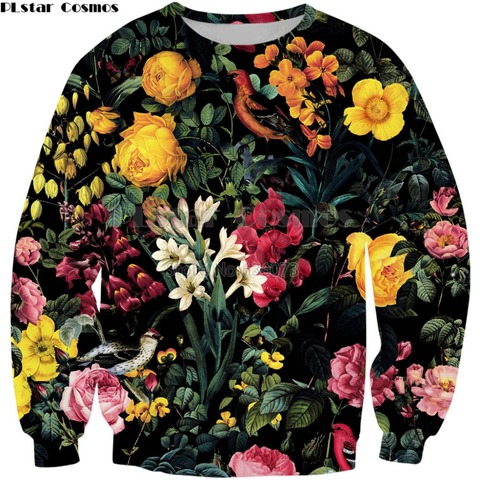 PLstar Cosmos 2022 New Fashion Sweatshirt Floral and Birds pattern 3D Print Crewneck Sweatshirt Mens Women Casual Pullovers ► Photo 1/6