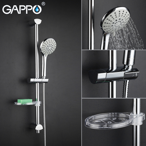 GAPPO 1Set Hotsale Wall Mounted Hand Shower set Round Stainless steel Slide Bar with 3Mode shower in hose Round soap dish G8012 ► Photo 1/6
