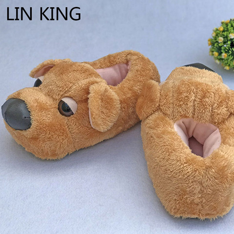 LIN KING Cute Cartton Dog Unisex Winter Indoor Slippers Cotton Shoes Women Men Slip On Lazy Home Shoes Lovers Couple Floor Shoes ► Photo 1/6