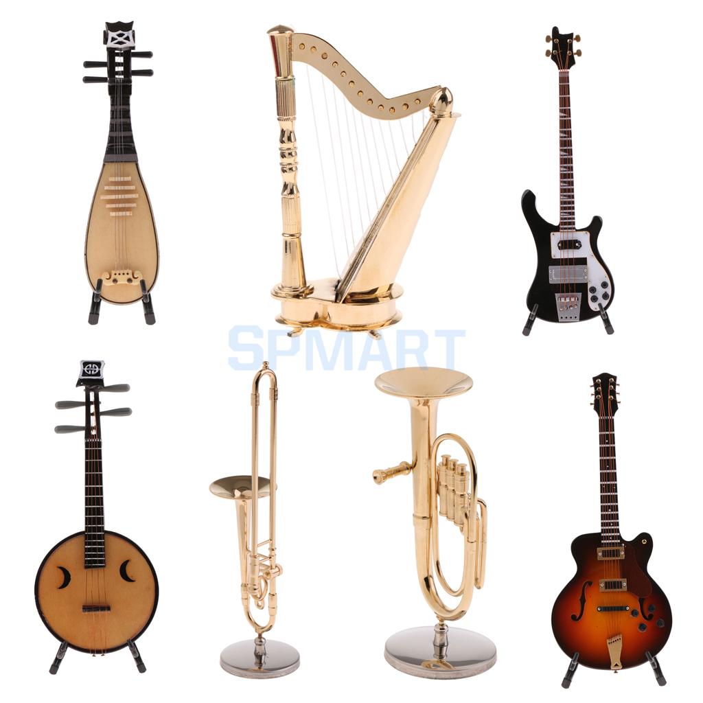 1/6 Wooden Electric Bass Musical Model for Action Figure Dollhouse Miniature 