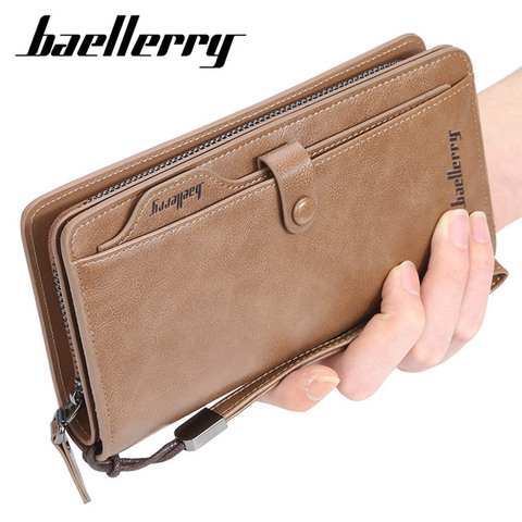 2022 Baellerry Men Long Fashion Wallets Desigh Zipper Card Holder Leather Purse Solid Coin Pocket High Quality Male Purse ► Photo 1/6
