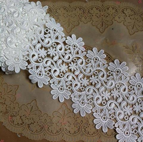 1 Meter/lot 10cm Width Sewing Accessories Water Soluble Floral Lace Applique White Embroidered Lace Trim ► Photo 1/2