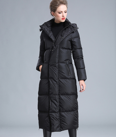 Women's winter clothing puffer zipper down coat big size 4XL black gray navy blue thick warm large size long down jacket ► Photo 1/6