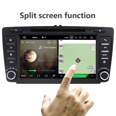 Eunavi Octa core 2 din 8'' Android 9.0 4G RAM Car DVD Player For Skoda Octavia 2014 2015 A7 GPS Navigation Radio Multimedia DAB+ ► Photo 1/1
