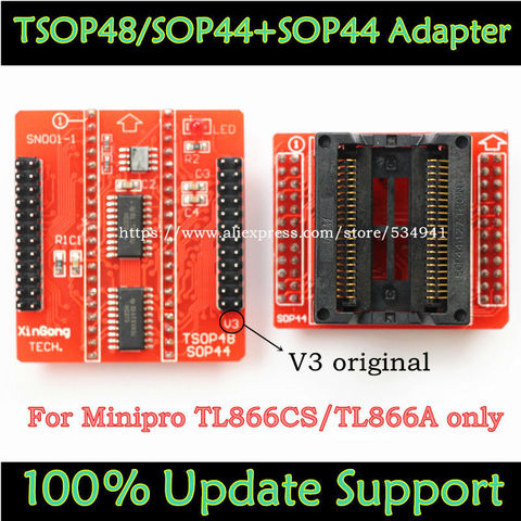 100% original V3 TSOP48 IC Adapter+SOP44 IC Adapter For MiniPro TL866CS TL866A TL866II PLUS Universal Programmer TSOP48 Sockets ► Photo 1/6