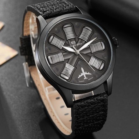 Unique Cool Aircraft Engine Shape Black Mens Watches Top Brand Luxury Male Military Watch Sport Wristwatch Relogio Masculino ► Photo 1/6