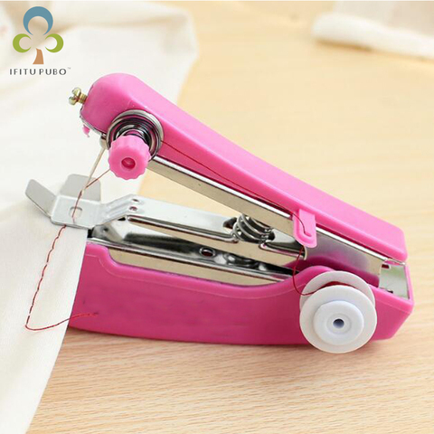 Mini Handheld Sewing Machine Portable Manual Cordless Stitching Machine for  Clothes Fabrics DIY Apparel Handy Needlework