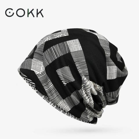 COKK New Spring Summer Men Women's Slouchy Beanie Geometric Pattern Hat Knitted Cap Female Male Turban Hat Gorros Bone ► Photo 1/4