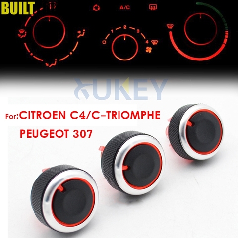 For PEUGEOT 307 CITROEN C-TRIOMPHE C4 Switch Knob Heater Climate Control Buttons Dials Frame AC Air Con Cover Heat ► Photo 1/6