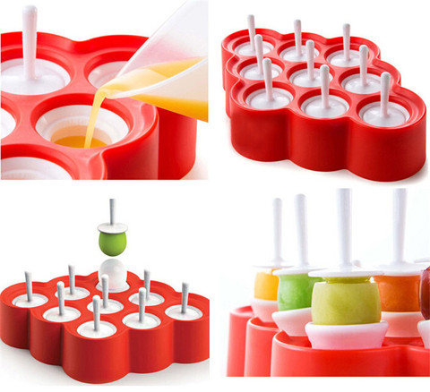 Hot Sales Silicone Ice Lolly Mini Ice Pops Mold Ice Cube Cream Ball Maker Tray Tools DIY Colorful Popsicle Molds With 9 Stickers ► Photo 1/6