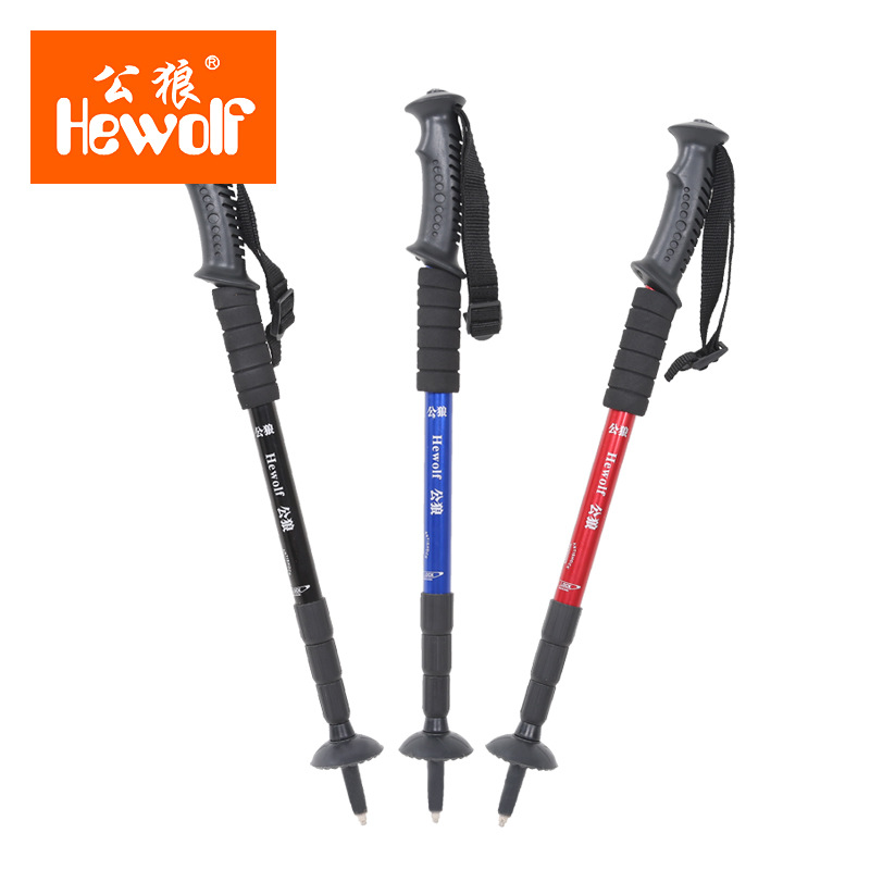 Hiking Stick Trekking Pole Anti-Shock Cane Alpenstock Adjustable Folding Canes 
