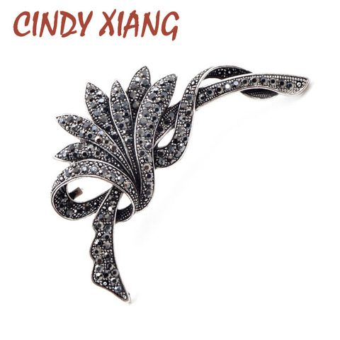 CINDY XIANG Rhinestone Black Flower Brooches for Women Fashion Vintage Brooch Pin Party Wedding Accessories Large Broches Gift ► Photo 1/6