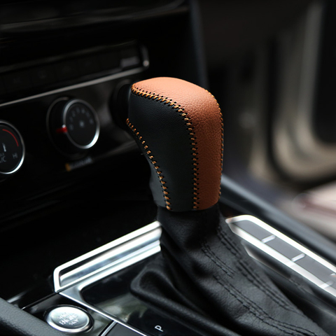 For VW Volkswagen Polo Tiguan Golf 5 6 7 mk7 Passat B5 B6 B7 CC Jetta AT Automatic Hand-stitched Leather Gear Shift Knob Cover ► Photo 1/6