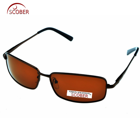 = SCOBER = Rectangular Brown Polarized Sunglasses  Polaroid Lens Eyeglasses Spring Hinge Driving Vintage Male Google Eyewear ► Photo 1/5
