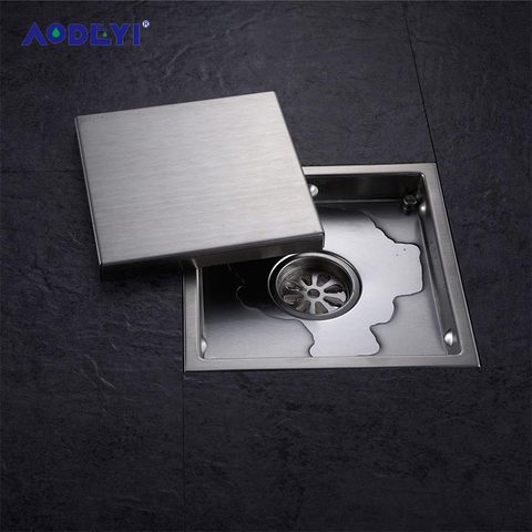 AODEYI Tile Insert Square Stainless Steel Floor Drain Waste Grates Bathroom Invisible Shower Drain 110 x 110MM Or 150 x 150MM ► Photo 1/5