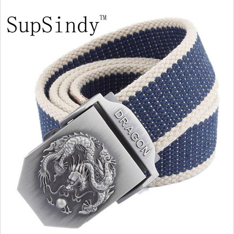 SupSindy men&women Canvas belt Dragon metal buckle waistband military belt Army tactical belts for Men high quality male strap ► Photo 1/6