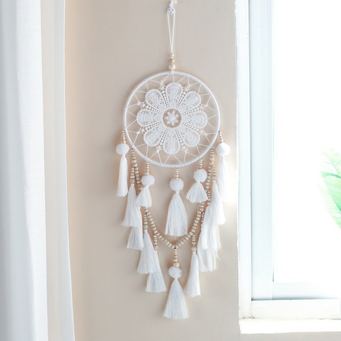 1Pcs Handmade dreamcatcher Indian Style Woven Wall Hanging Decoration White dreamcatcher Wedding Party Hanging Decor ► Photo 1/6