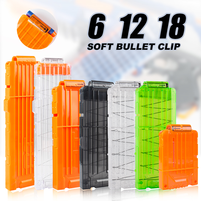 6/12/18 Soft Bullet Clip Replacement Bullet Clip Magazine for Nerf Toy Gun SP