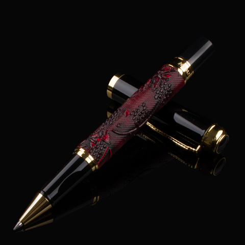 DIKA WEN luxury metal Ballpoint Pen Golden Dragon With Exquisite Pattern Red Wine decorative pattern Roller ball pen ► Photo 1/5