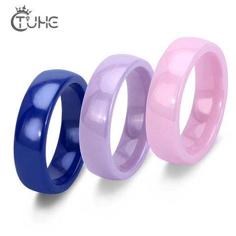 Fashion Wide 6mm Pink Blue Purple color Ceramic Rings Space Colorful Ceramic Women Ring Simple Tail Ring For Men Women Wholesale ► Photo 1/6