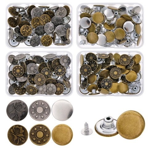 40 Sets/Pack Jeans Button Tack Buttons Metal Replacement Craft Working Kit #254985 ► Photo 1/6