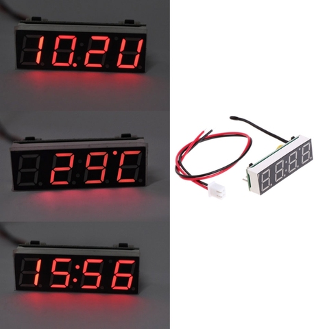 OOTDTY Digital Car LED Electronic Clock Time Temperature Voltage 3 in 1 Meter 12V 5-20V ► Photo 1/6